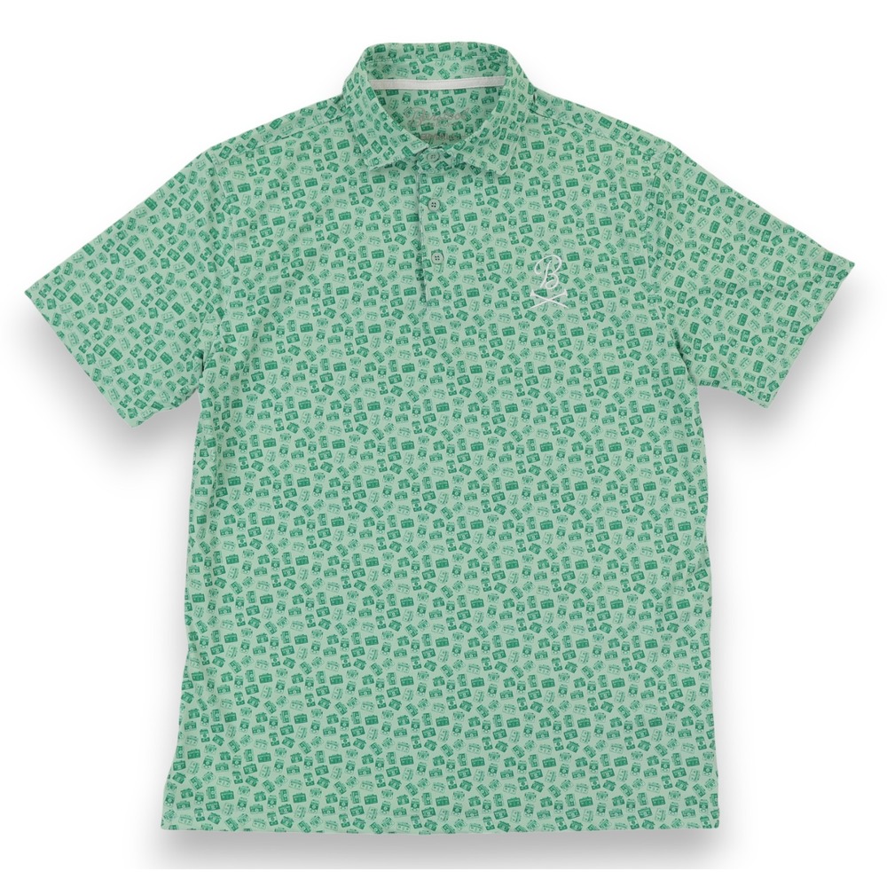 Barstool Golf Polo Shirt Mens Small Green Sportsbook‎ Print Golf Performance